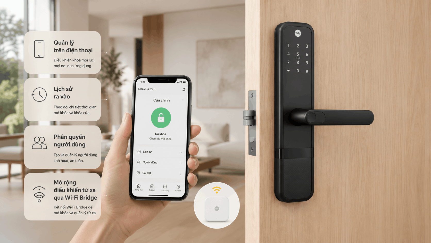 chức năng thông minh của khóa cửa vân tay yale zuri